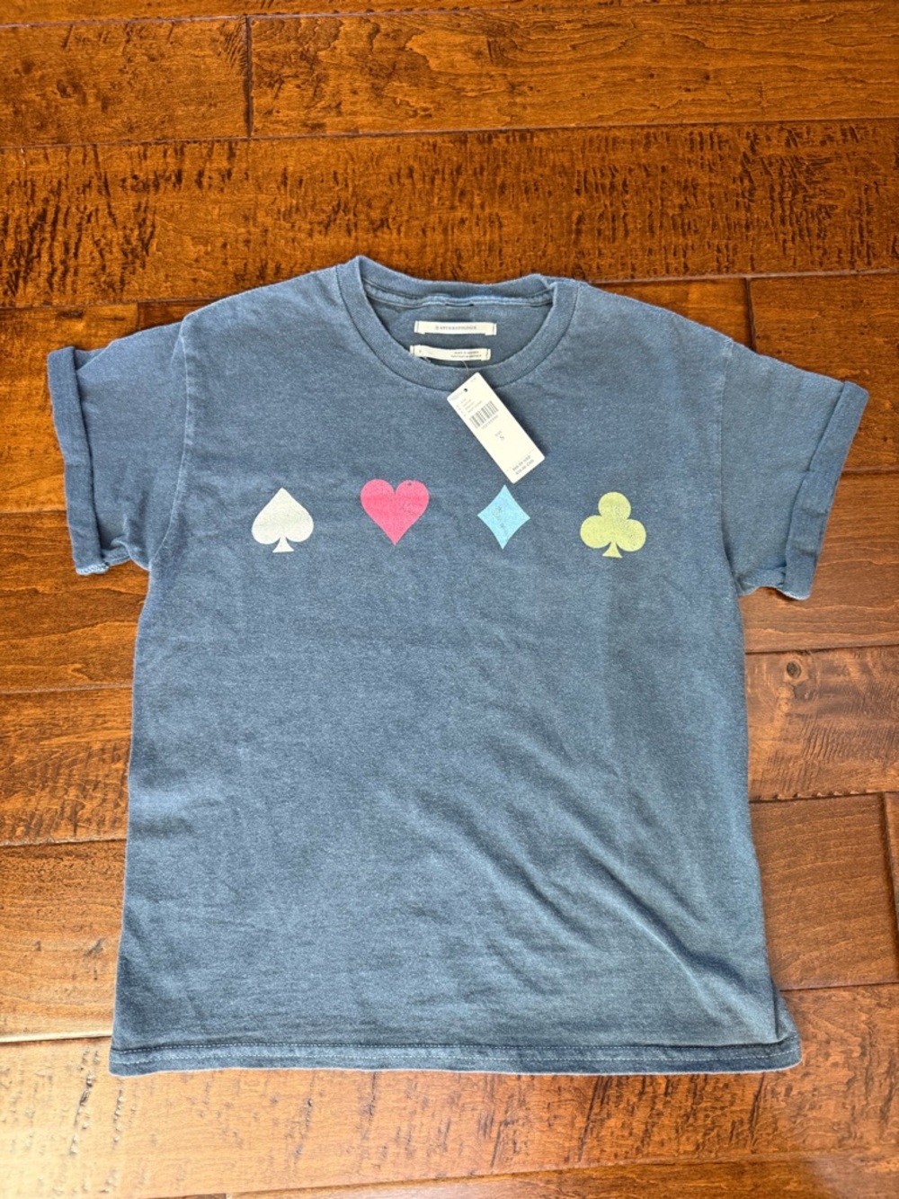 Anthropologie Blue Card Suit Graphic Tee